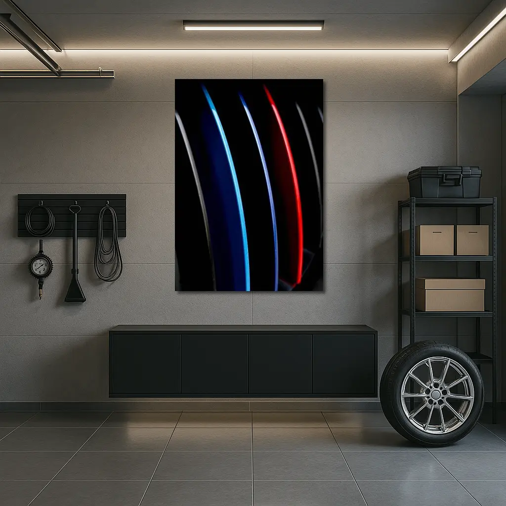 BMW M Tri Color Stripes Dark Background – Wall Art