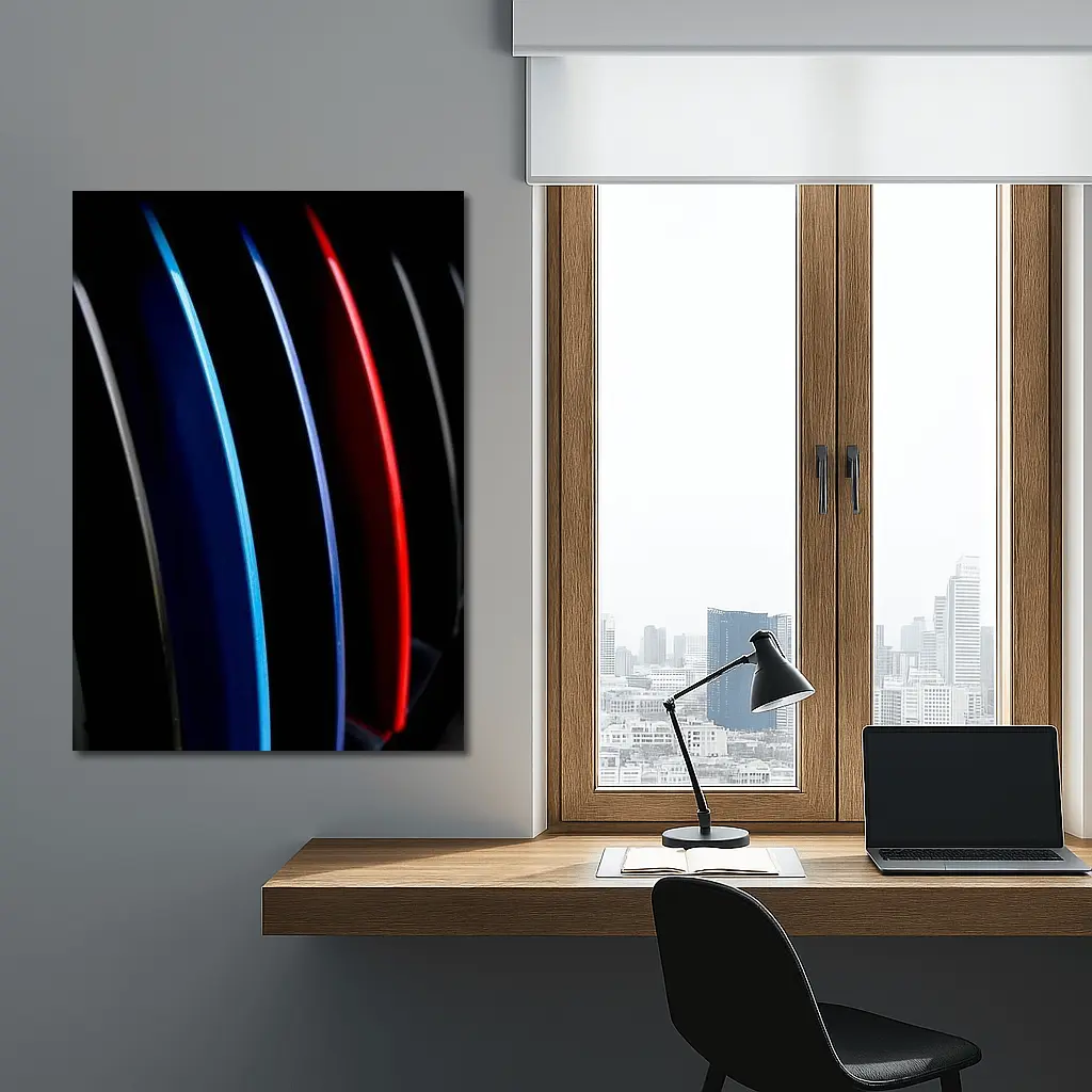 BMW M Tri Color Stripes Dark Background – Wall Art