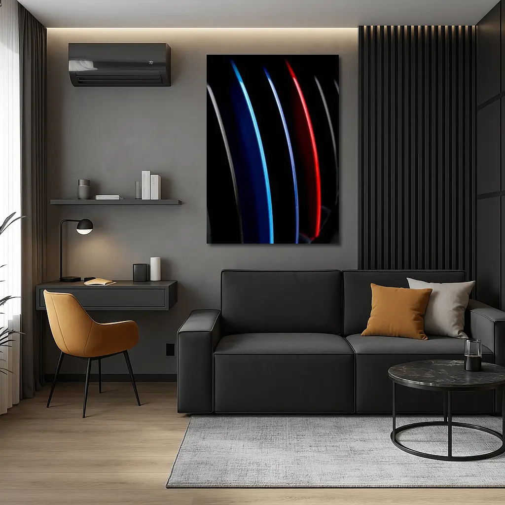 BMW M Tri Color Stripes Dark Background – Wall Art