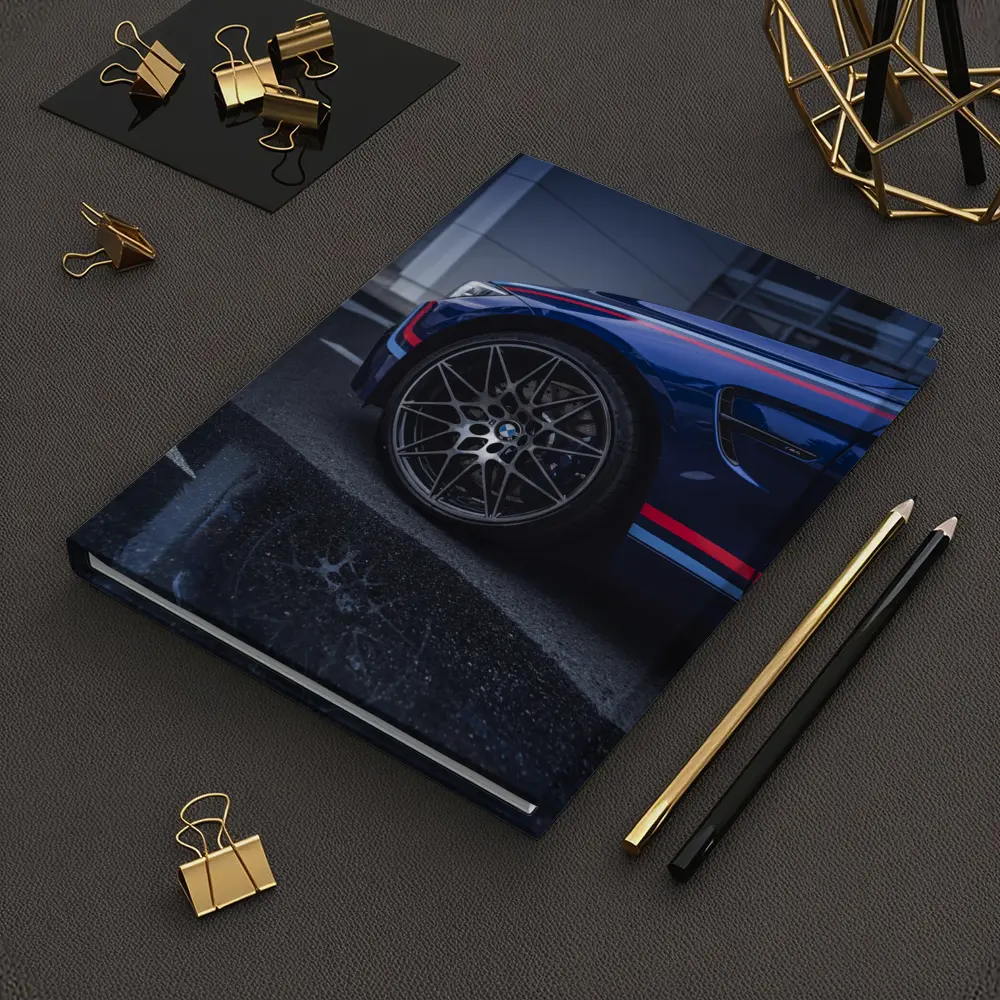 BMW M4 Blue Racing Stripes Wet Pavement – Notebooks