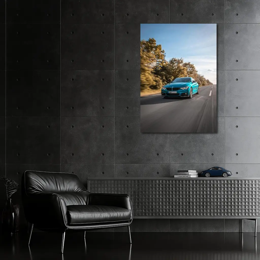 BMW 4 Series Teal Racing Open Road – Wall Art