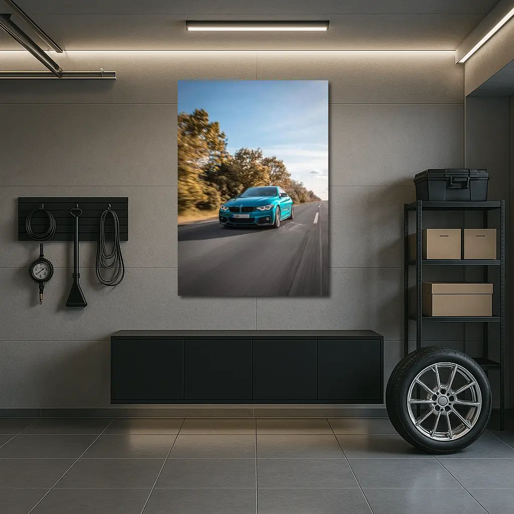 BMW 4 Series Teal Racing Open Road – Wall Art