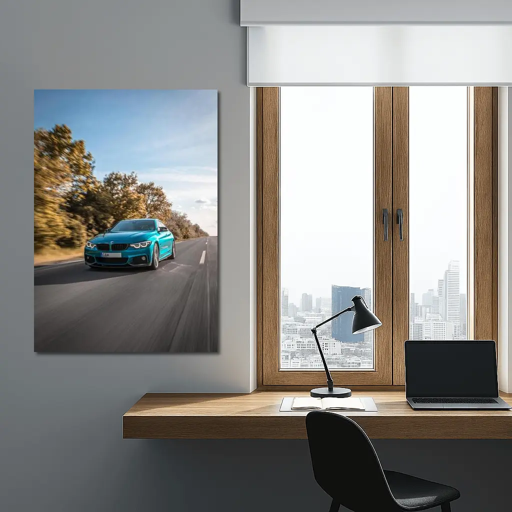 BMW 4 Series Teal Racing Open Road – Wall Art