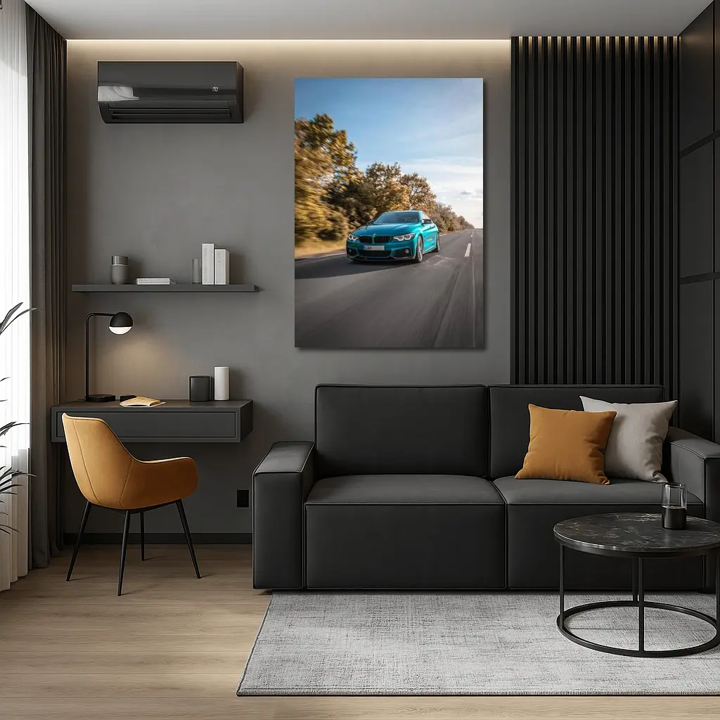 BMW 4 Series Teal Racing Open Road – Wall Art
