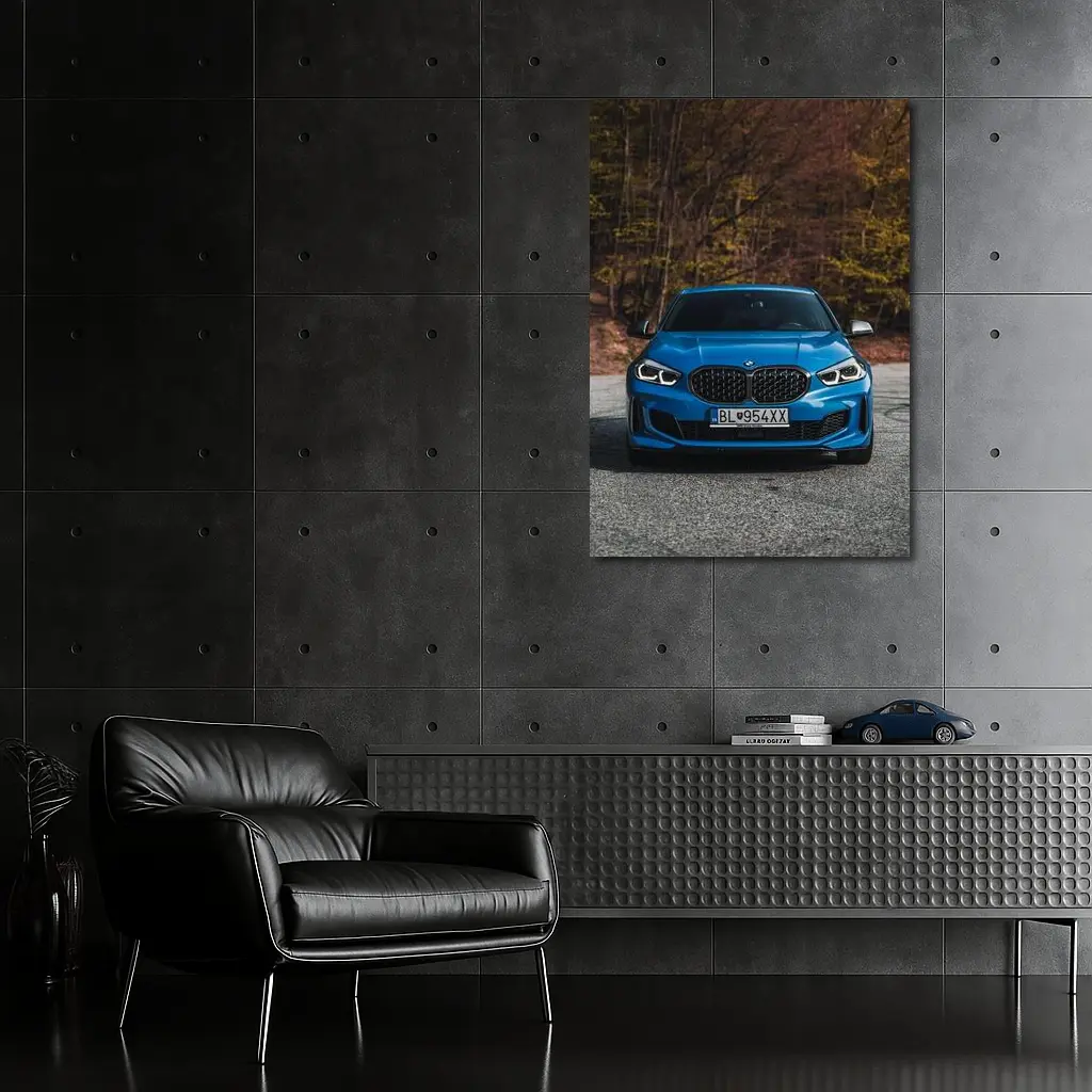 BMW One Series Blue Front Forest – Wall Art