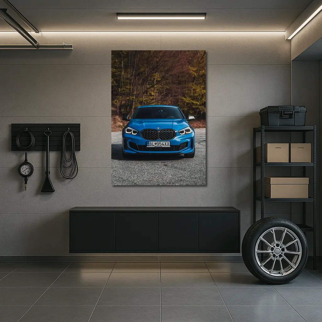 BMW One Series Blue Front Forest – Wall Art
