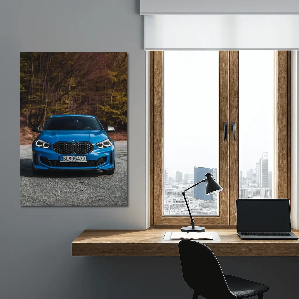 BMW One Series Blue Front Forest – Wall Art