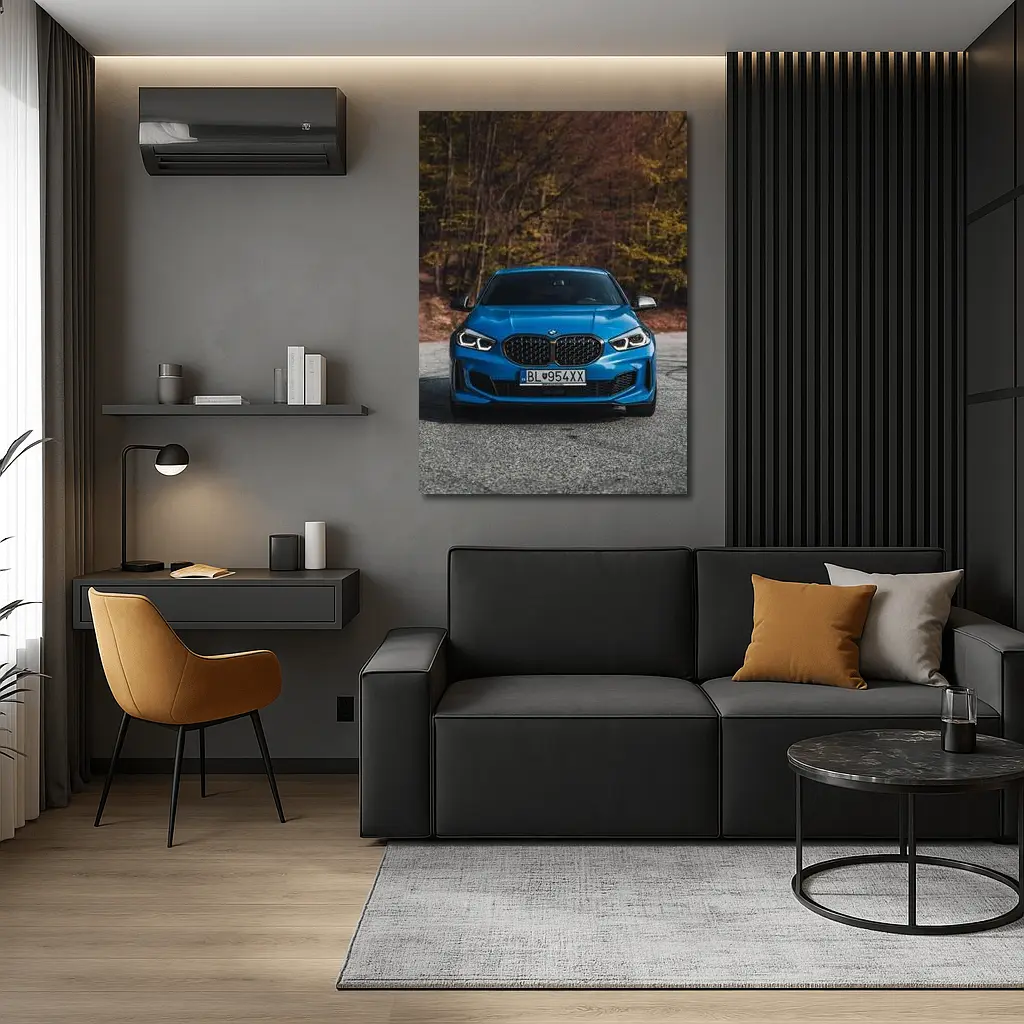 BMW One Series Blue Front Forest – Wall Art