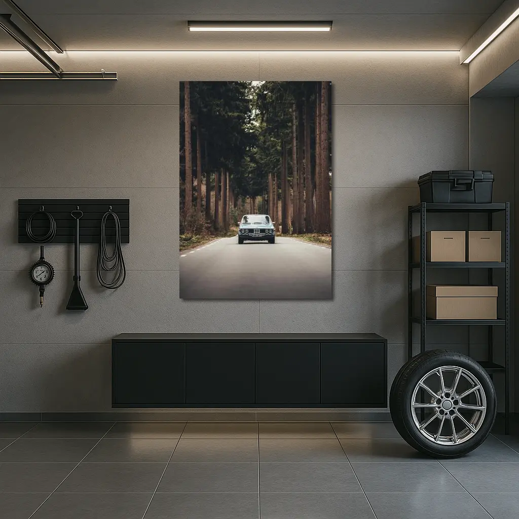 BMW Classic Coupe Forest Road Drive – Wall Art