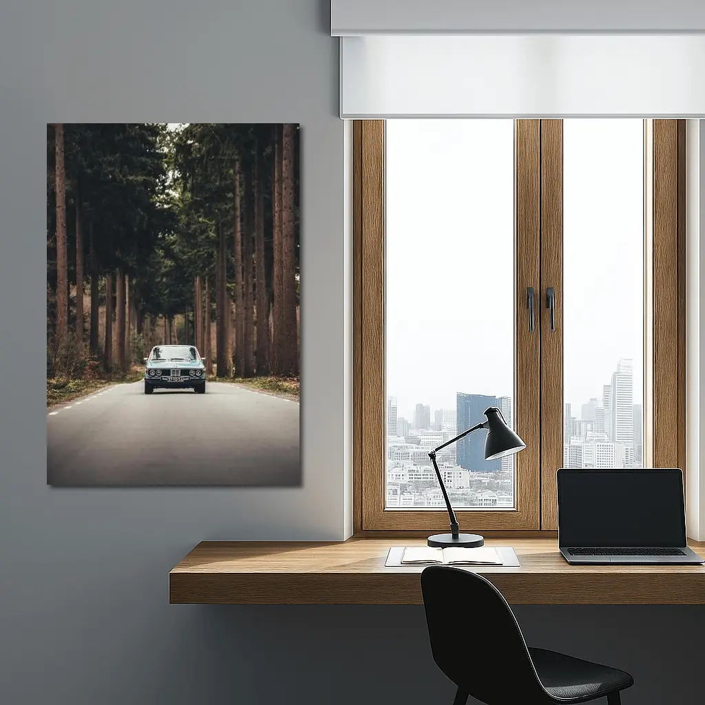 BMW Classic Coupe Forest Road Drive – Wall Art