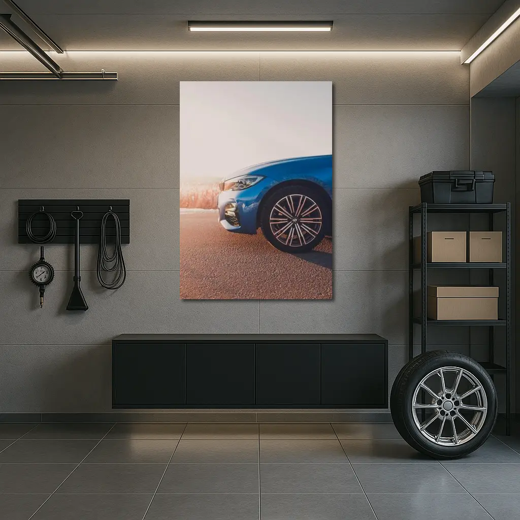 BMW 3 Series Blue Car Sunny Road – Wall Art