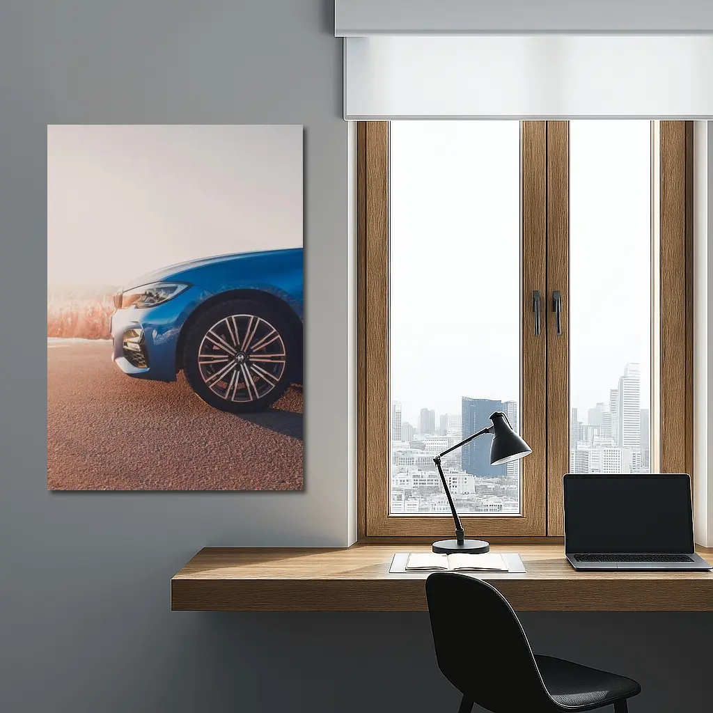BMW 3 Series Blue Car Sunny Road – Wall Art