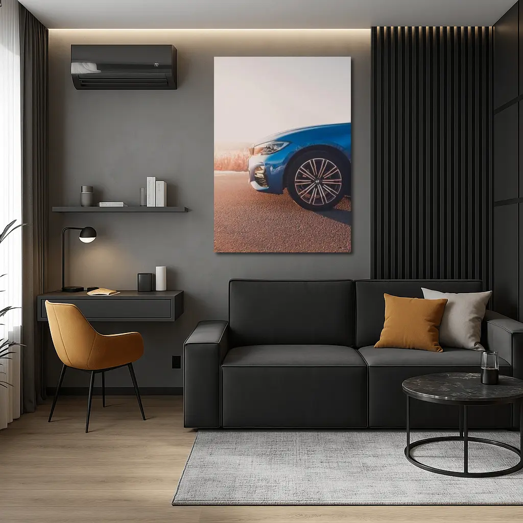 BMW 3 Series Blue Car Sunny Road – Wall Art
