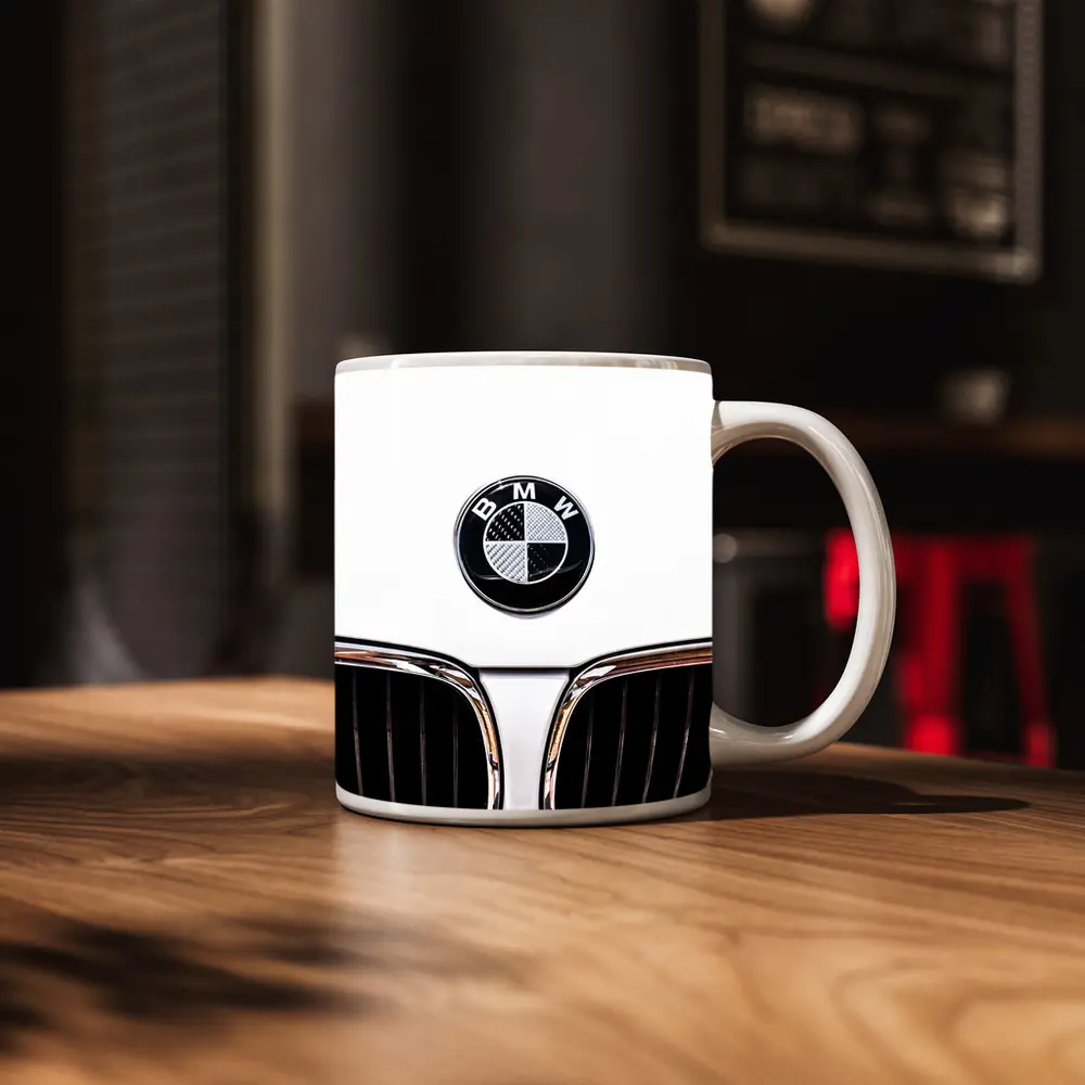 BMW Carbon Badge Chrome Kidney Grille White – Mugs