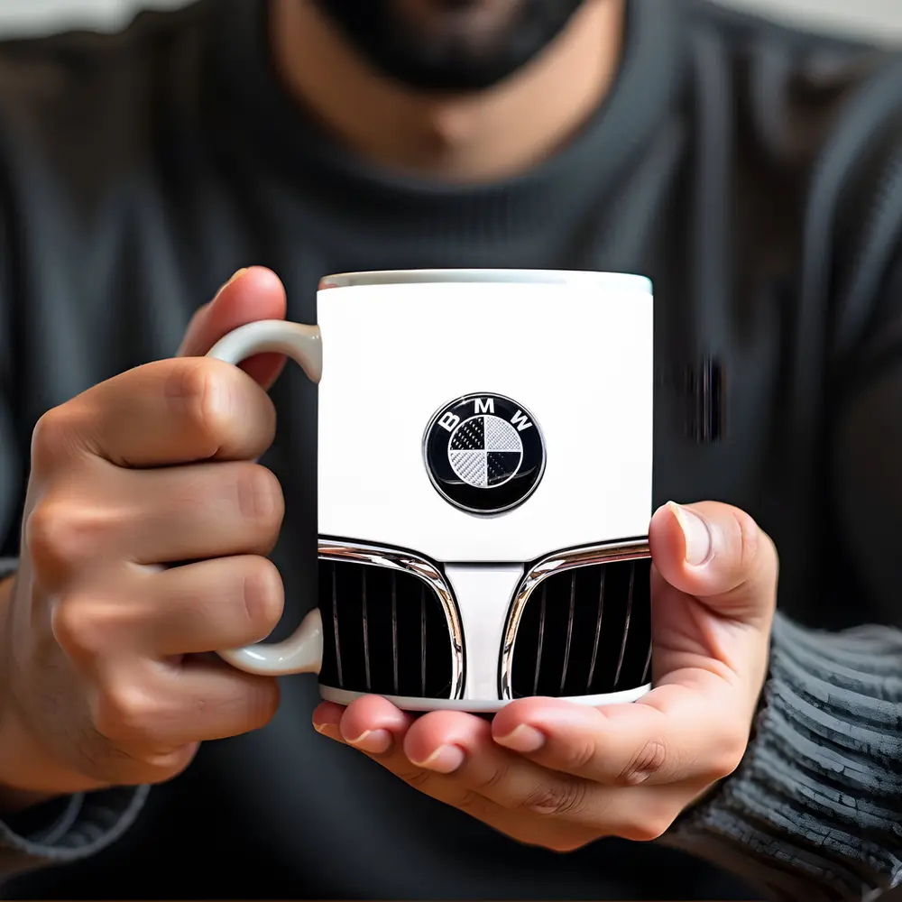 BMW Carbon Badge Chrome Kidney Grille White – Mugs