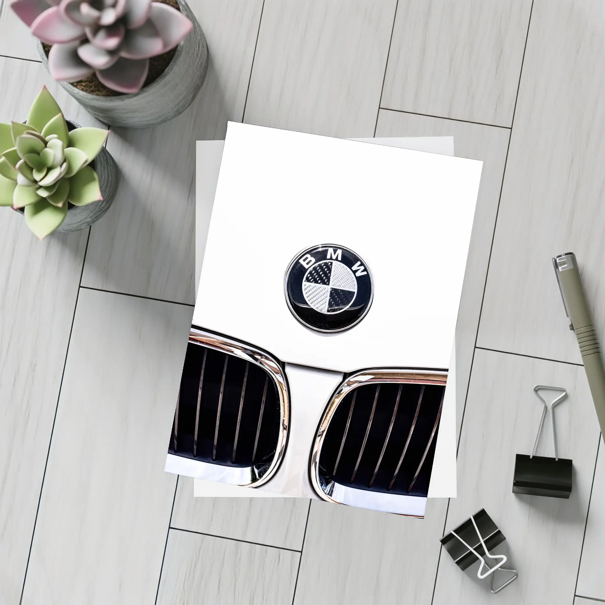 BMW Carbon Badge Chrome Kidney Grille White – Postcards