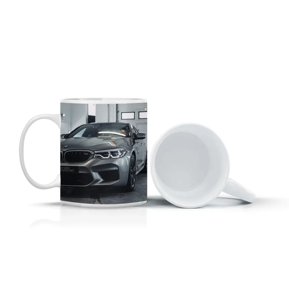 BMW M5 Gray Sedan Garage Close Up – Mugs