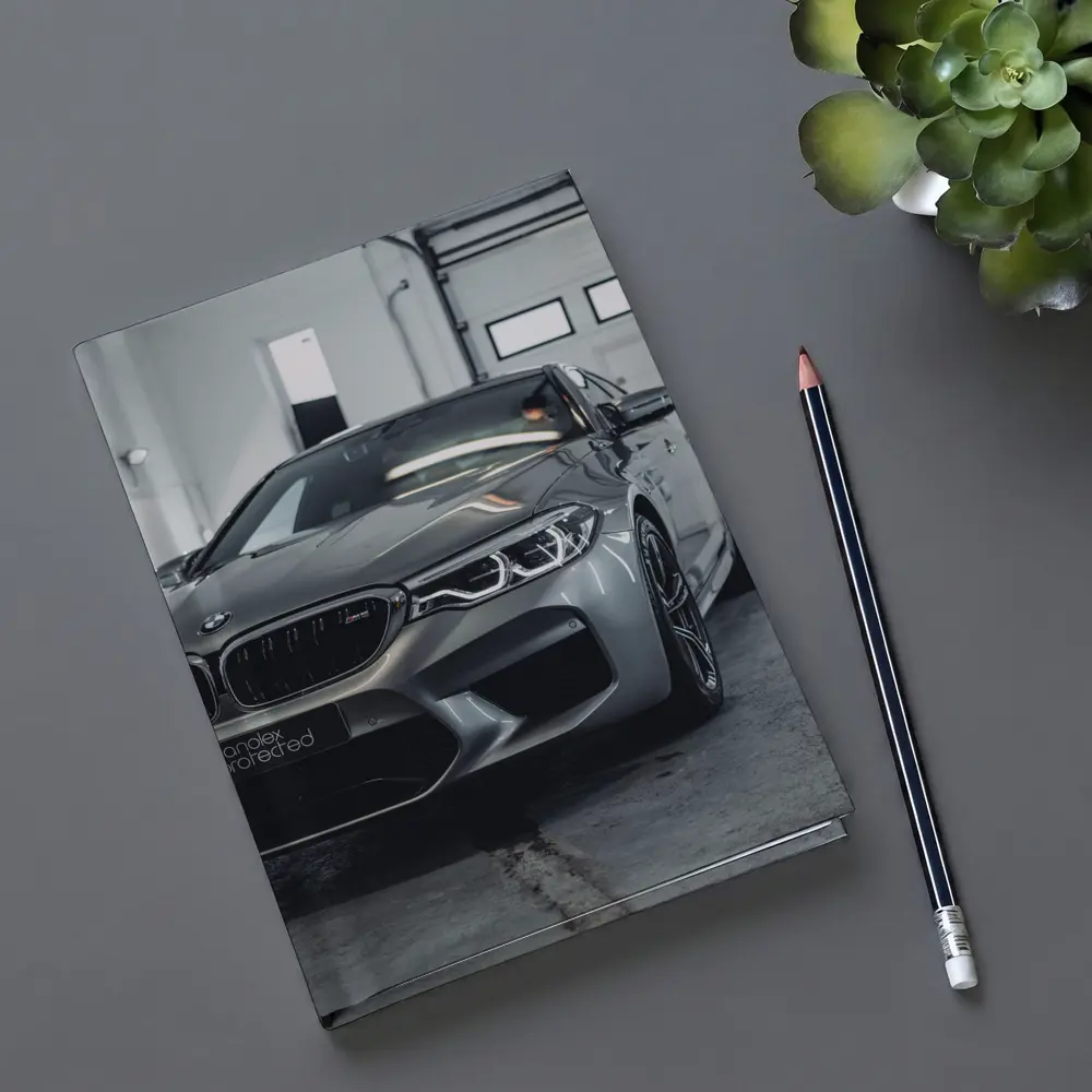 BMW M5 Gray Sedan Garage Close Up – Notebooks