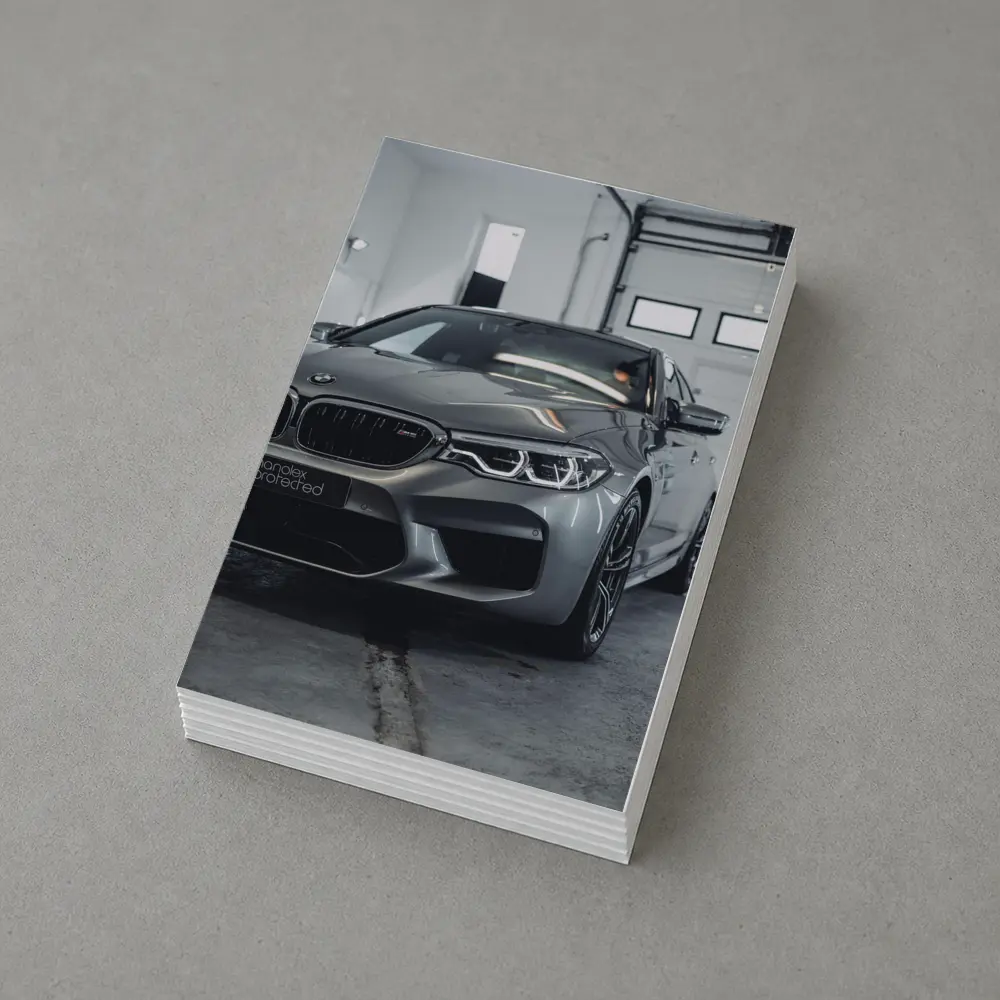 BMW M5 Gray Sedan Garage Close Up – Postcards