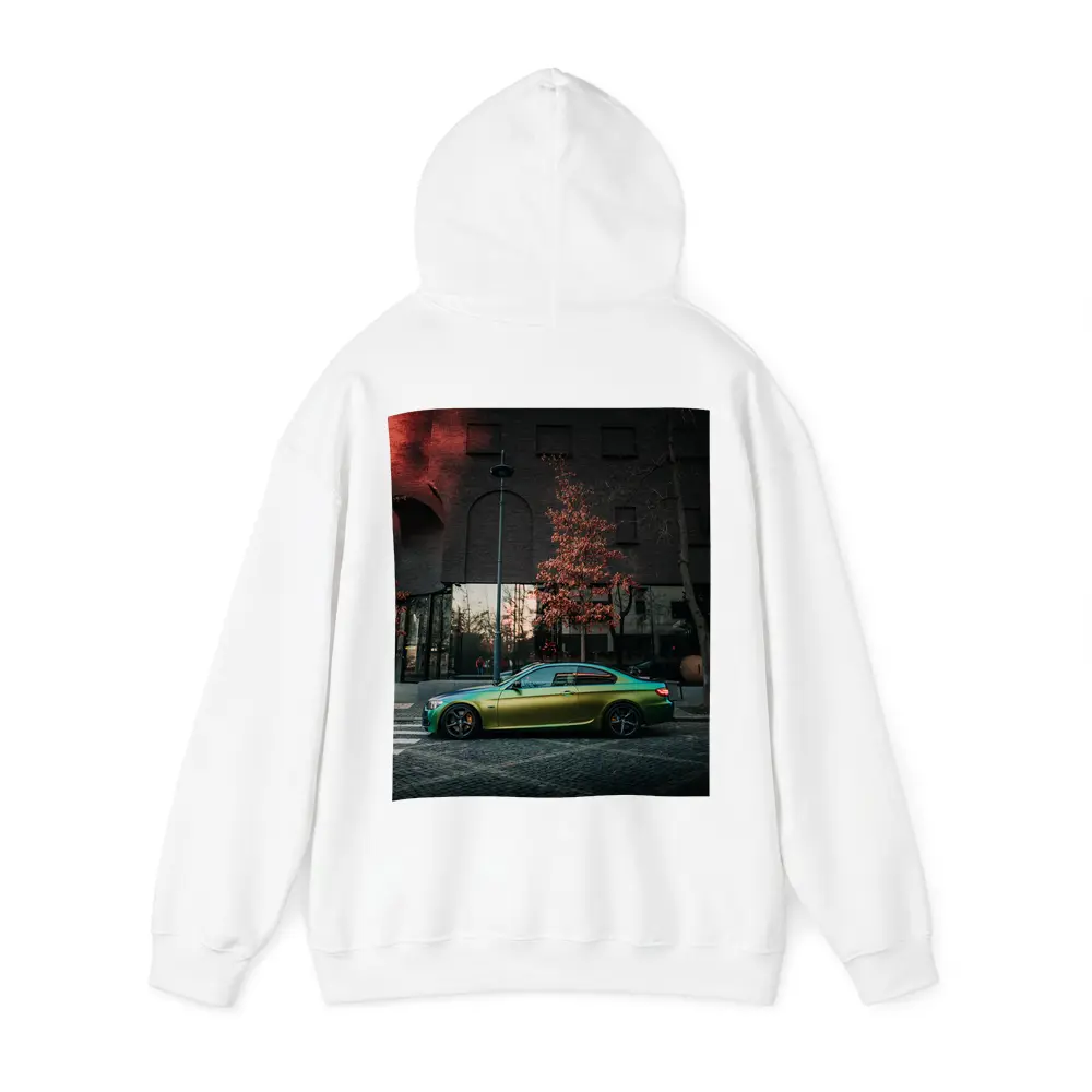 BMW M3 Green Wrap Urban Street Scene – Hoodies