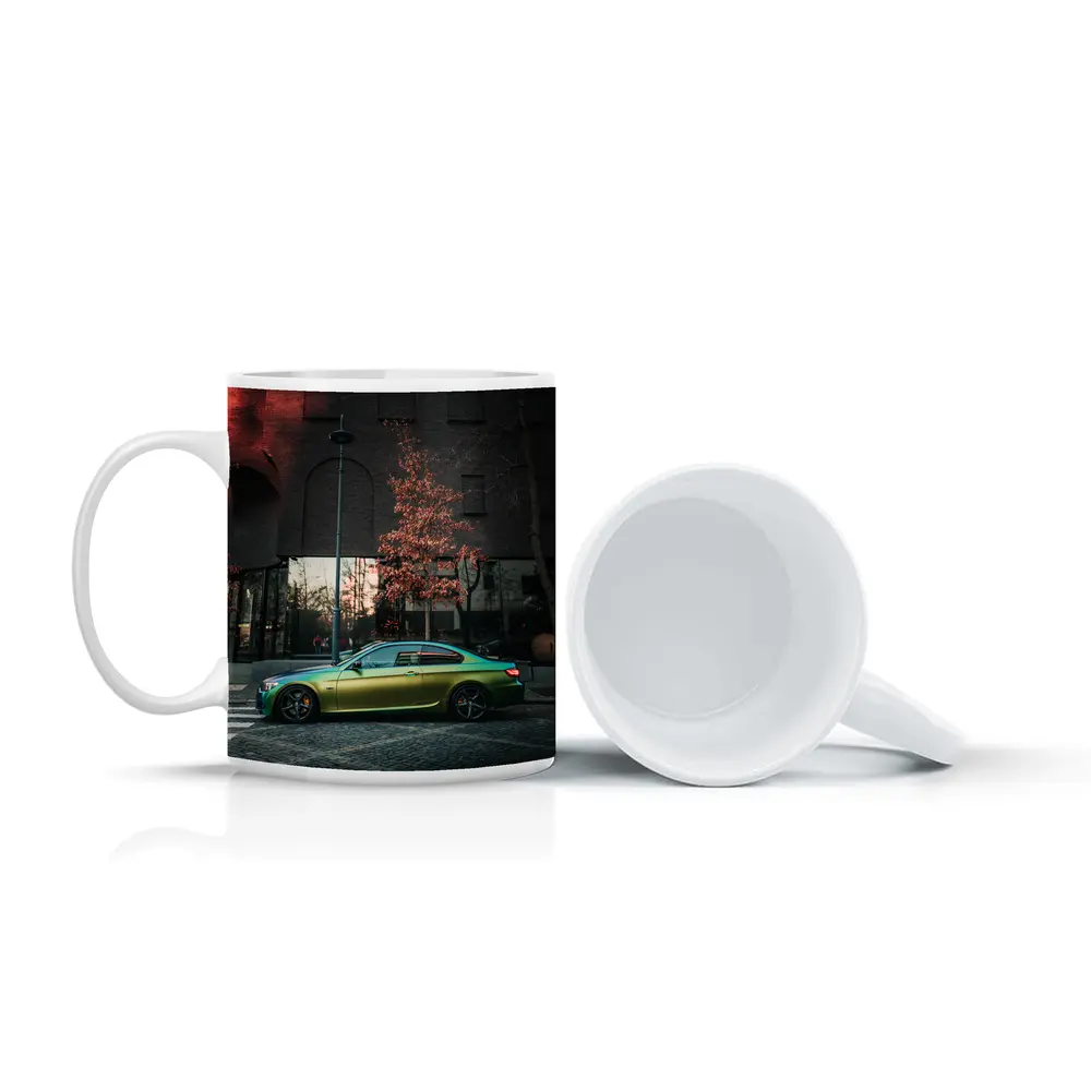 BMW M3 Green Wrap Urban Street Scene – Mugs