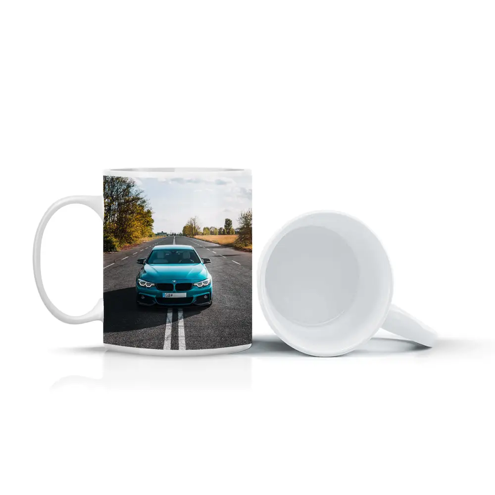BMW 4 Series Teal Open Road Front View – Mugs