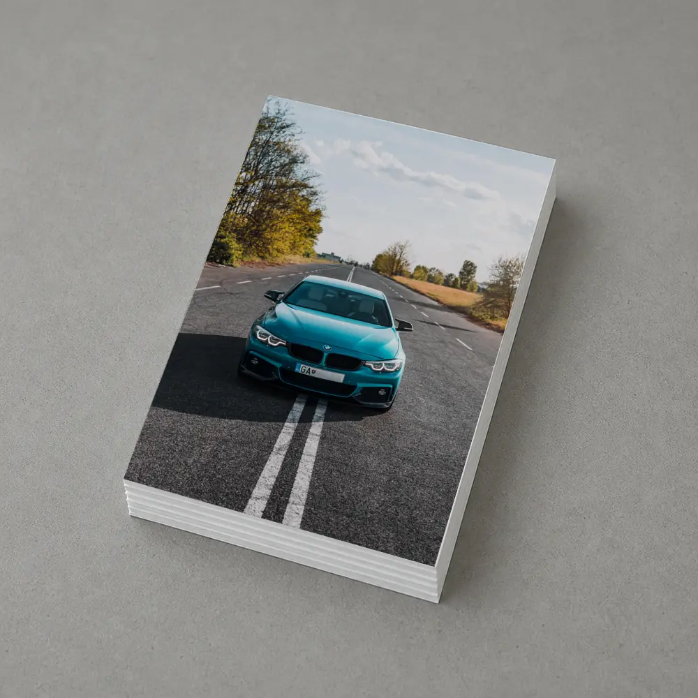 BMW 4 Series Teal Open Road Front View – Postcards
