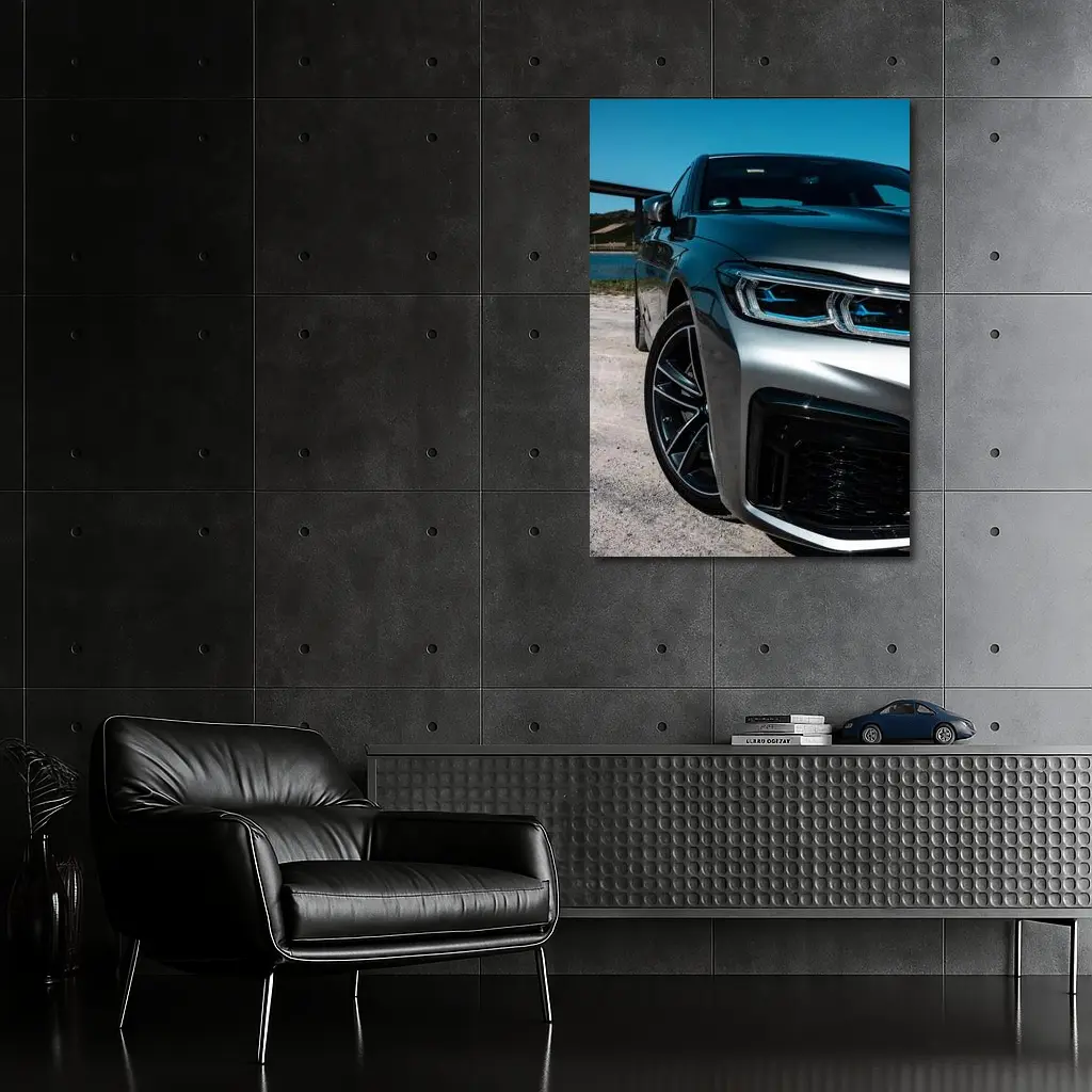 BMW Five Series Silver Front Sandy Shore – Wall Art