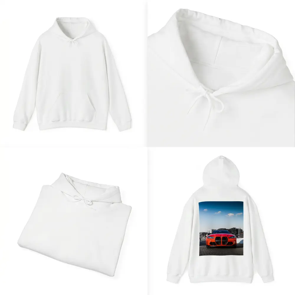 BMW M4 Red Front View City Street – Hoodies