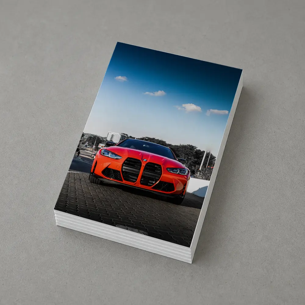 BMW M4 Red Front View City Street – Postcards