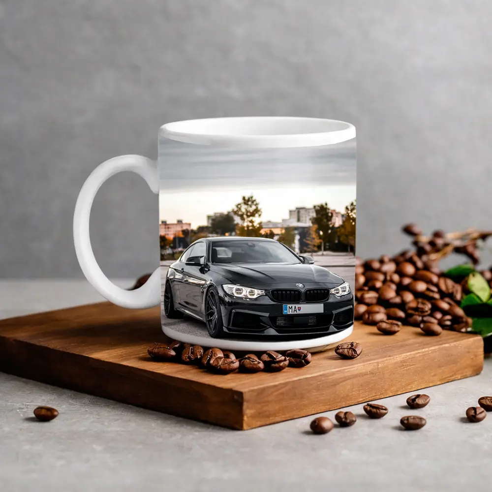 BMW 4 Series Black Coupe City Background – Mugs