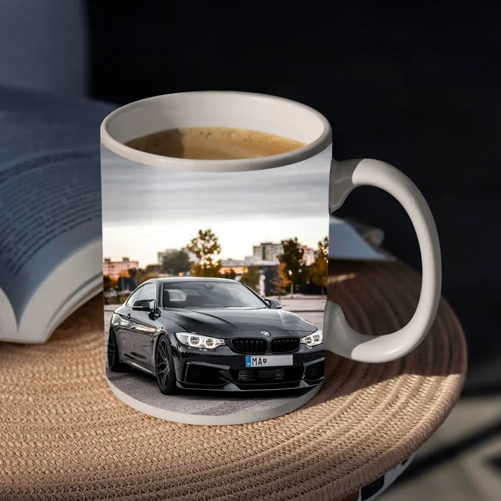 BMW 4 Series Black Coupe City Background – Mugs