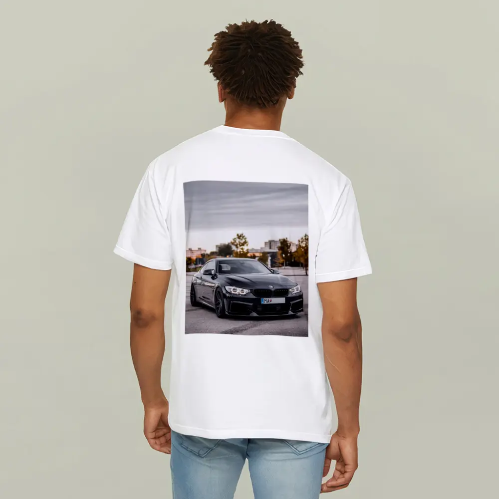 BMW 4 Series Black Coupe City Background – T-Shirts