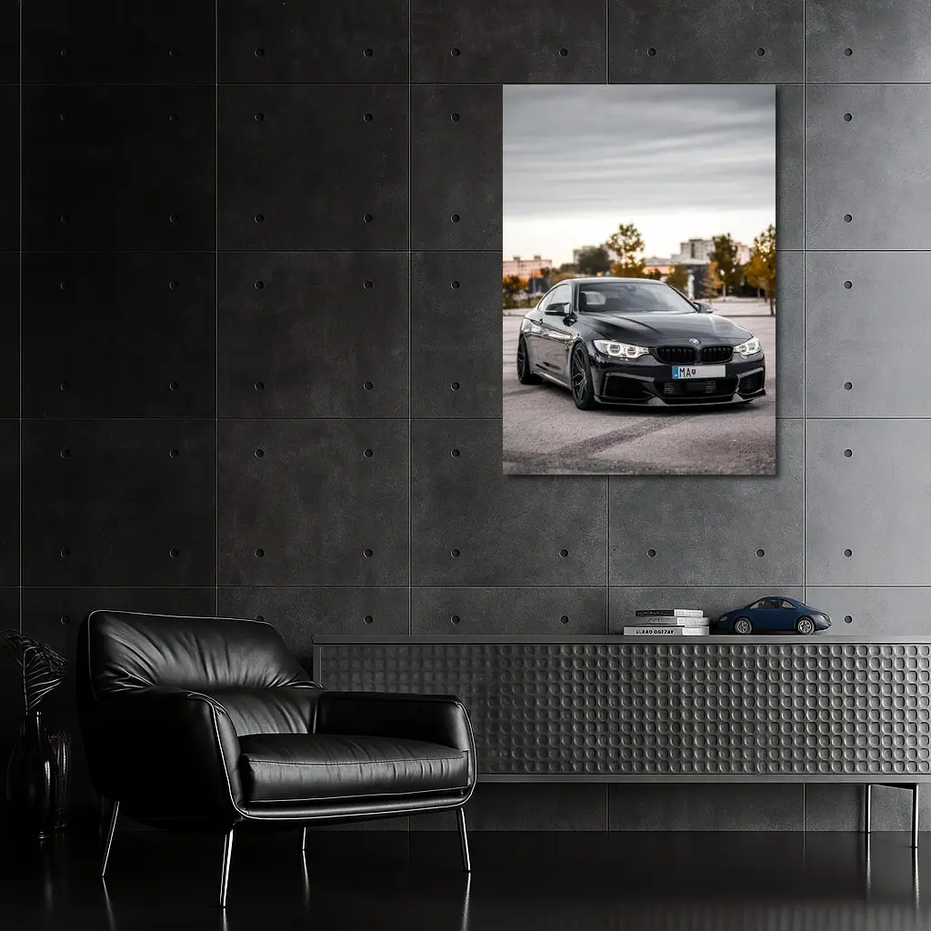 BMW 4 Series Black Coupe City Background – Wall Art