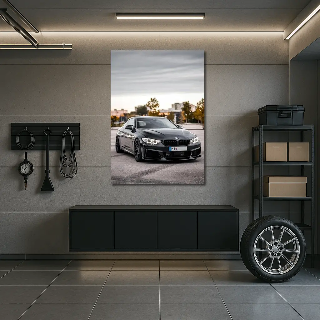 BMW 4 Series Black Coupe City Background – Wall Art