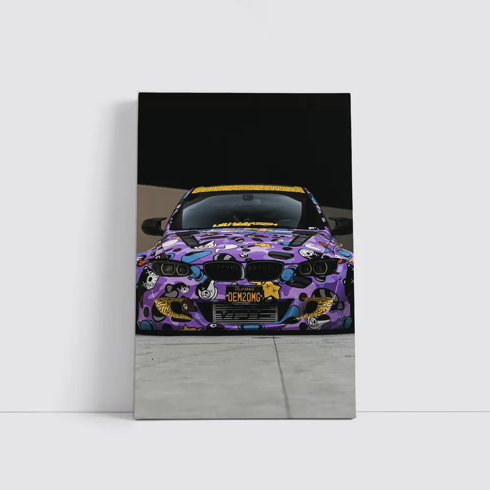 BMW M3 Purple Cartoon Wrap Street Low – Wall Art