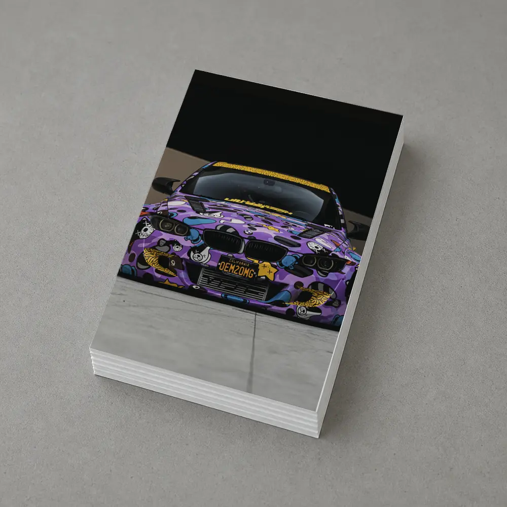 BMW M3 Purple Cartoon Wrap Street Low – Postcards