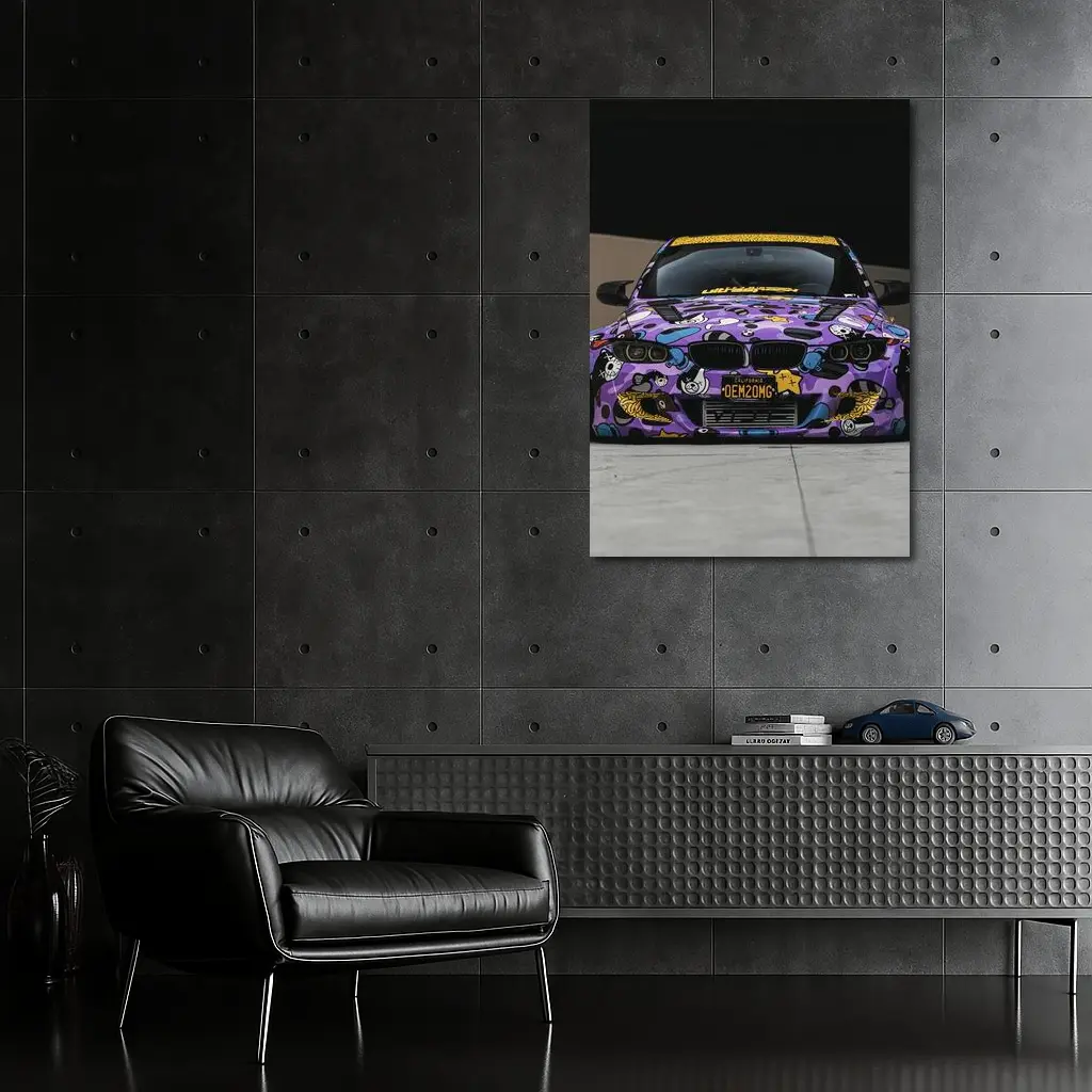 BMW M3 Purple Cartoon Wrap Street Low – Wall Art