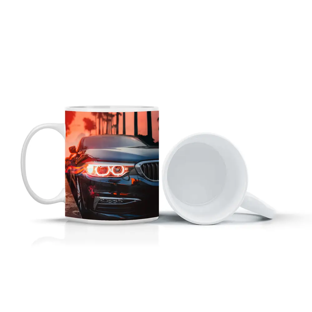 BMW 5 Series Black Front Sunset Palms – Mugs