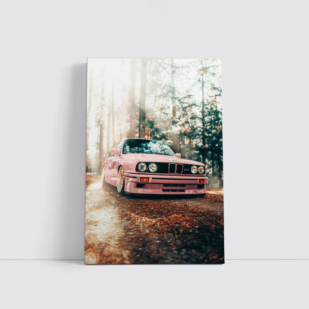 BMW M3 E30 Pink Forest Sunlight – Wall Art