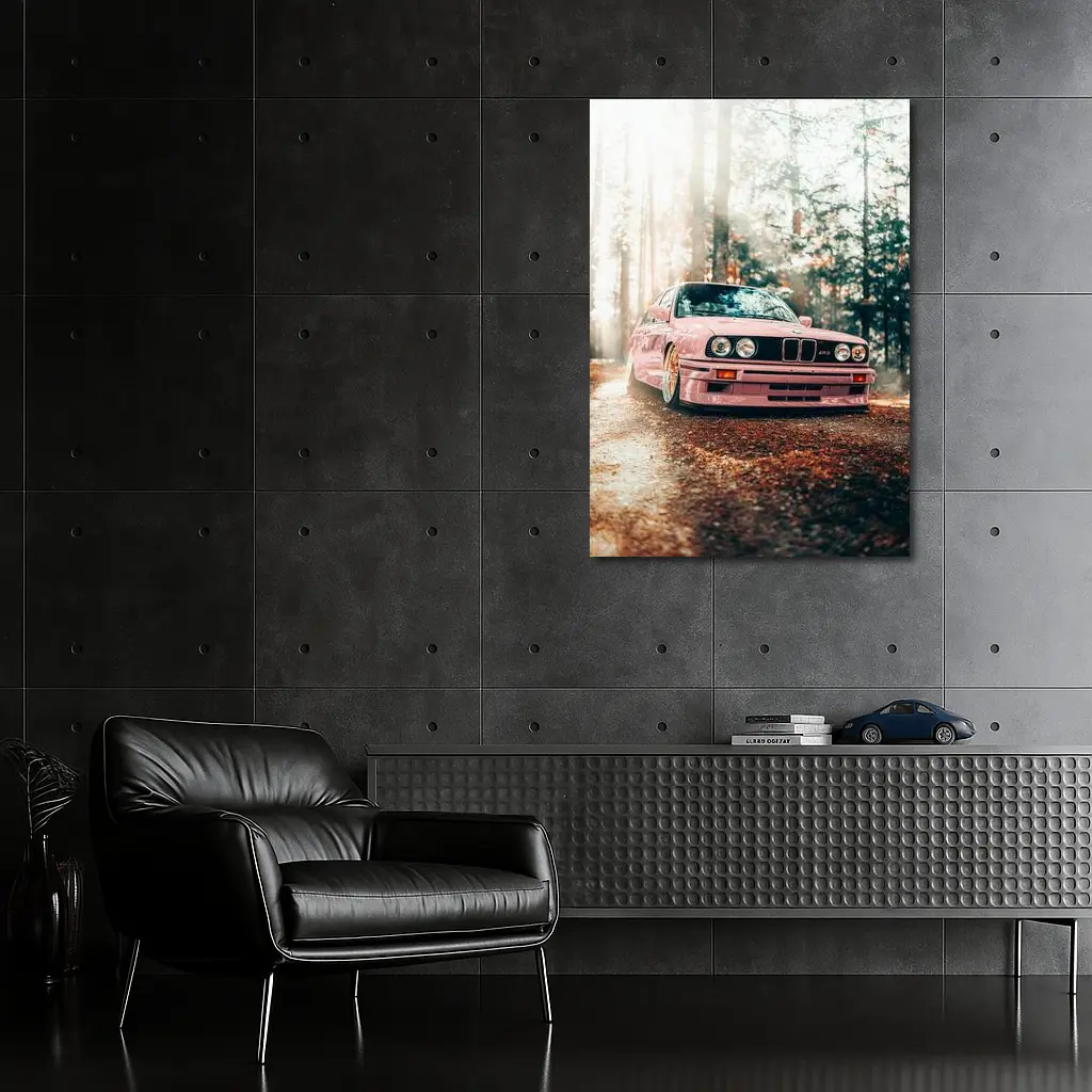 BMW M3 E30 Pink Forest Sunlight – Wall Art