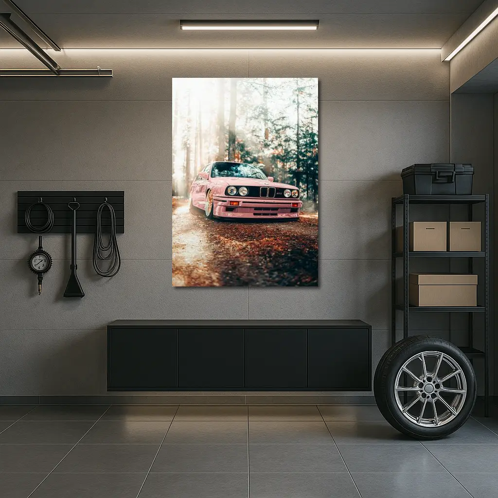 BMW M3 E30 Pink Forest Sunlight – Wall Art