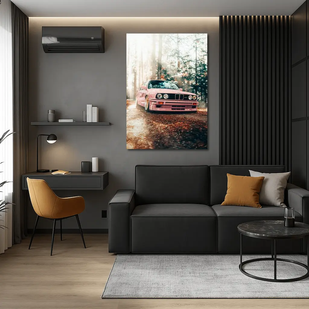 BMW M3 E30 Pink Forest Sunlight – Wall Art