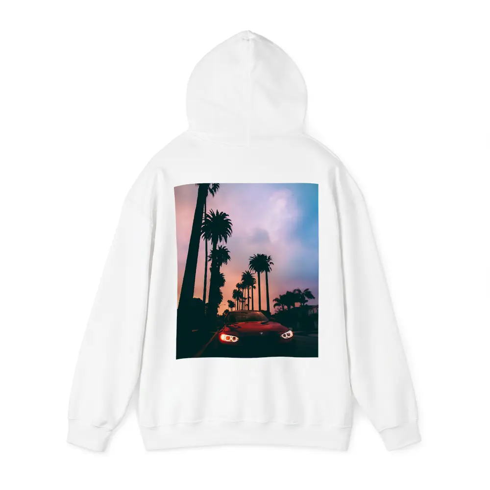 BMW Red Car Palm Trees Sunset Sky – Hoodies