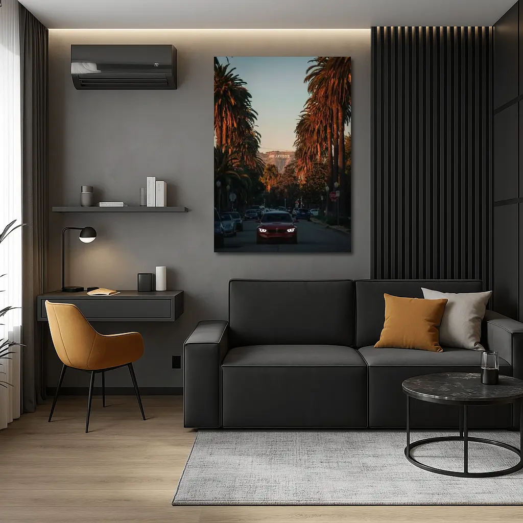 Red BMW M3 Hollywood Sign Los Angeles Street – Wall Art