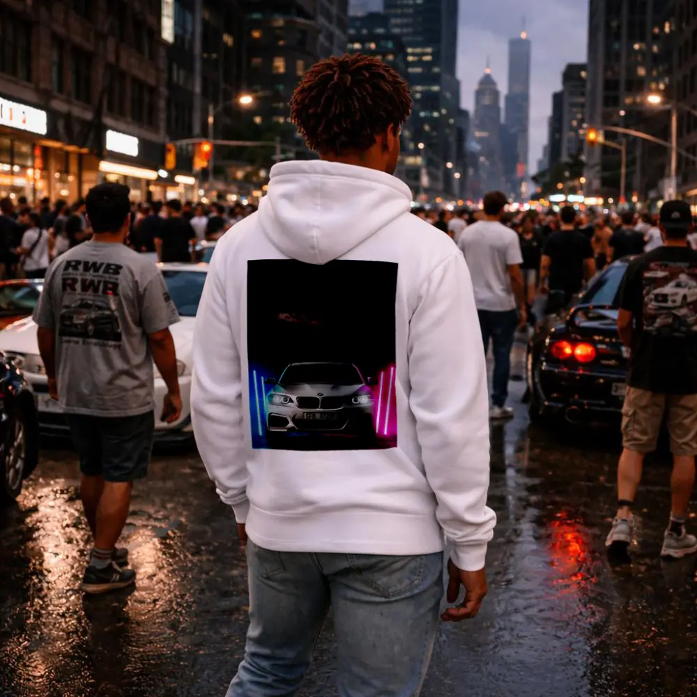 BMW 2 Series Neon Lights Night Scene – Hoodies