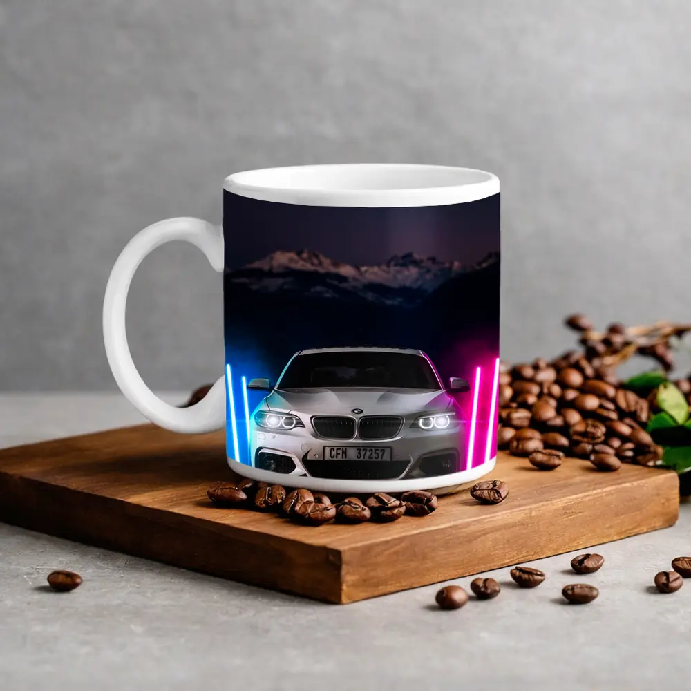 BMW 2 Series Neon Lights Night Scene – Mugs