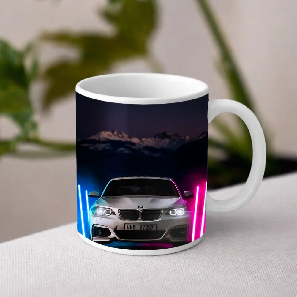 BMW 2 Series Neon Lights Night Scene – Mugs