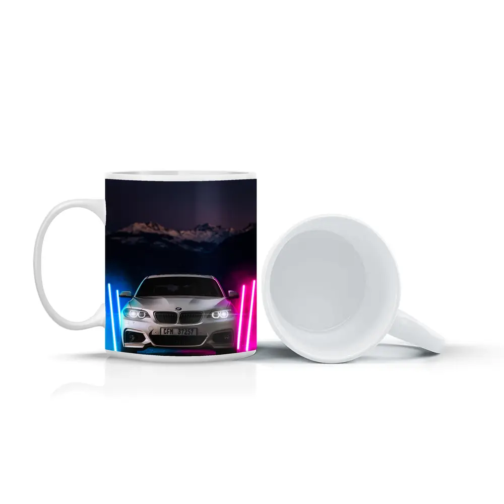 BMW 2 Series Neon Lights Night Scene – Mugs