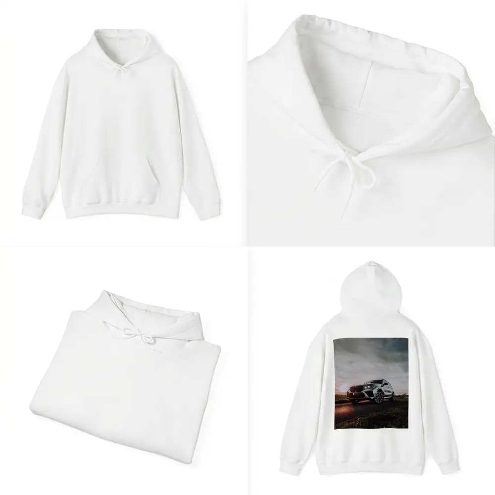BMW X5M Silver SUV Dramatic Cloudy Sunset – Hoodies